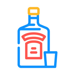 vodka glass bottle color icon vector illustration