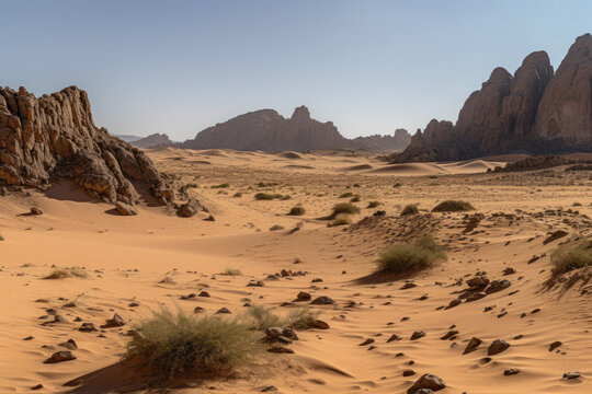 Beautiful Algerian desert. Generative AI