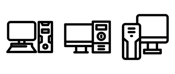 gaming pc icon or logo isolated sign symbol vector illustration - high quality black style vector icons