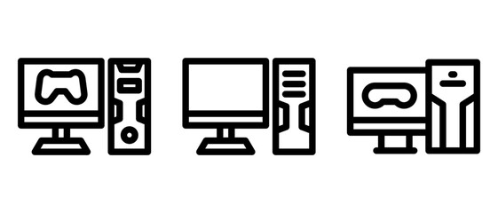 gaming pc icon or logo isolated sign symbol vector illustration - high quality black style vector icons