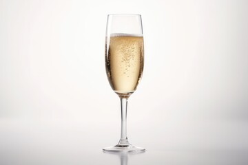 A glass of champagne on white background. (Generative AI)