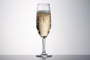 A glass of champagne on white background. (Generative AI)