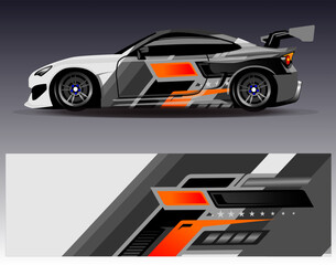 Car wrap design vector. Graphic abstract stripe racing background kit designs for wrap vehicle  race car  rally  adventure and livery