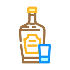 whiskey glass bottle color icon vector illustration