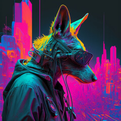  a day glo art colored cyberpunk kangaroo created with Generative AI Technology