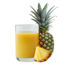 Fototapeta na wymiar pineapple juice , isolated on transparent background cutout , generative ai