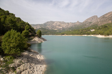 Blue Water at Aixorta Mountain Range and Reservoir; Guadalest; Alicante; Spain