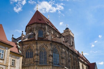 Fototapeta na wymiar cathedral in Bamberg, Germany. This medieval cathedral is a popular tourist attraction in the town