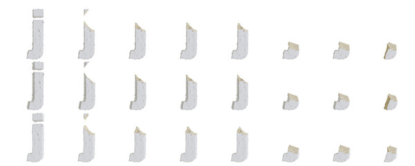 Milk cream with Almonds and Vanilla Ice Cream Bars j-shaped, 3D rendering