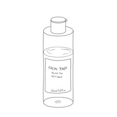 Toner vector in isometric style. Set of skin care. Skin care black and white vector in doodle style. Skin care items. Skin care products. Cosmetic products. Cosmetic items. EPS 10