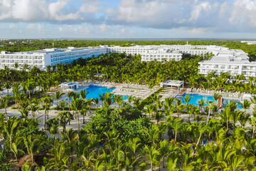 Fototapeta na wymiar Aerial view of a luxury resort located by the sea