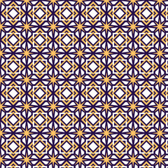 Ramadan Arabic seamless pattern with yellow and white shapes vector design