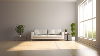 Fototapeta na wymiar home building interior with white sofa. Generative AI