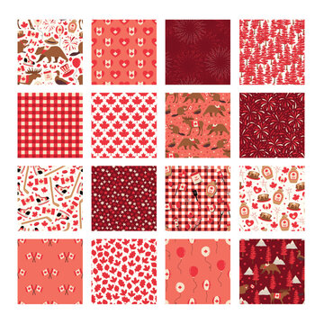 Canada day holiday seamless pattern vector