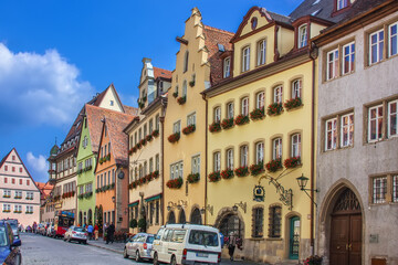 Fototapeta na wymiar Street in Rothenburg ob der Tauber, Bavaria, Germany