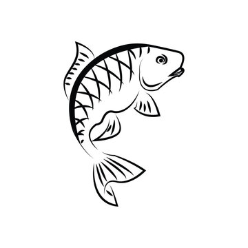 Fish line outline modern icon Royalty Free Vector Image