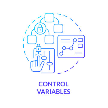 Control variables blue gradient concept icon. Business tests. Causal research changeable and principles abstract idea thin line illustration. Isolated outline drawing. Myriad Pro-Bold font used