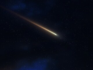 Obraz na płótnie Canvas Shooting star in the sky. Bright meteor trail, falling meteorite at night.