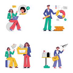 Fototapeta premium Set of Business Management Flat Illustrations