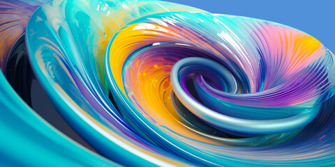Dynamic curves of beam stream stripes.Flowing or network field,cyber synthetics in spiral and swirl shape,colorful creativity art background.generative ai technology