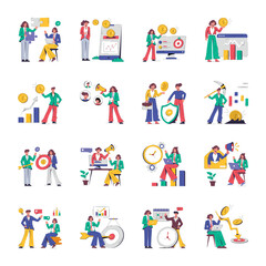 Fototapeta premium Pack of Flat Financial Management Illustrations