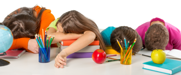 School Children Sleeping in the Classroom