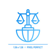 Fototapeta premium International law pixel perfect gradient linear vector icon. Countries interaction regulation. Legal rules of states. Thin line color symbol. Modern style pictogram. Vector isolated outline drawing