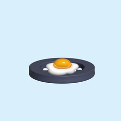 fried eggs on black background 3d