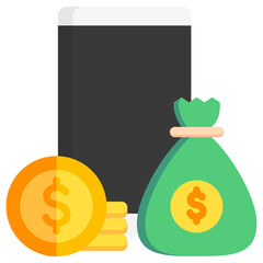 money and smartphone. business and finance icon.