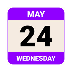 24 May, Wednesday. Date template. Useful design for calendar or event promotion. Vector illustration EPS 10 File.