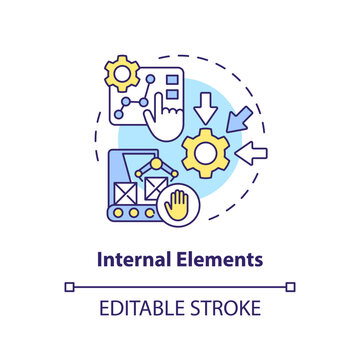 Internal elements concept icon. Changeover process. Setup time reduction. SMED method abstract idea thin line illustration. Isolated outline drawing. Editable stroke. Arial, Myriad Pro-Bold fonts used