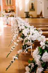 The church is decorated for the sacrament of the wedding