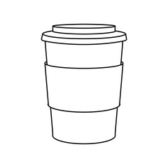 Vector icon of coffee cup takeaway. Paper mug flat emblem, badge, template for logo design isolated on white background. For beverages, café menu layouts, web, applications