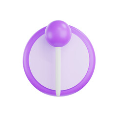 3d purple push pins sign icon isolated,  push pins symbol icons for web