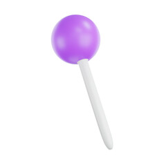 3d purple push pins sign icon isolated,  push pins symbol icons for web