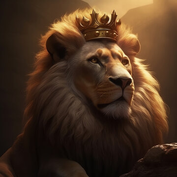 Lion King with the golden crown seeking his target