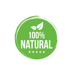 100% natural food badge. Eco Nature green icon product label or logo Vector