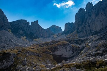 Low angle of the beautiful mountains of Dormitor during the daytime in Montenegro
