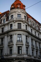 Vertical shot of a beautiful building with balconies on Knez Mihajlova Street, Belgrade, Serbia