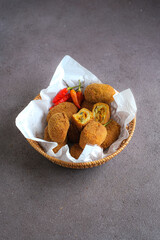 croquette or kroket is a fastfood worlwide, served as a side dish