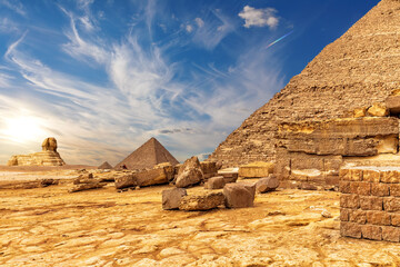 The Pyramids of Giza on the way to the Great Sphinx, Egypt