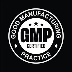GMP (Good Manufacturing Practice) certified round stamp on white background - Vector