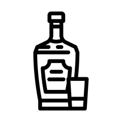 whiskey glass bottle line icon vector illustration