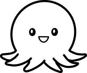 Kawaii octopus vector linear illustration