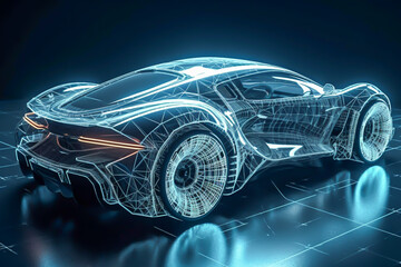 Fototapeta na wymiar Concept car of the future, back view, generative ai