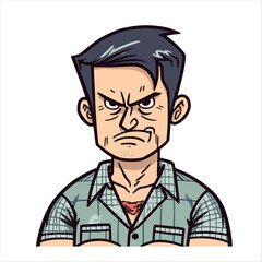 A Man with an angry and unhappy face and expression