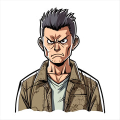 A Man with an angry and unhappy face and expression