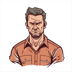 A Man with an angry and unhappy face and expression