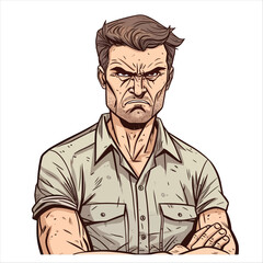 A Man with an angry and unhappy face and expression