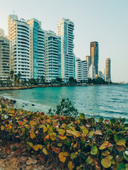 Paisaje urbano de la ciudad de Cartagena (Colombia), incluyendo sus playas, fuertes, murallas,...